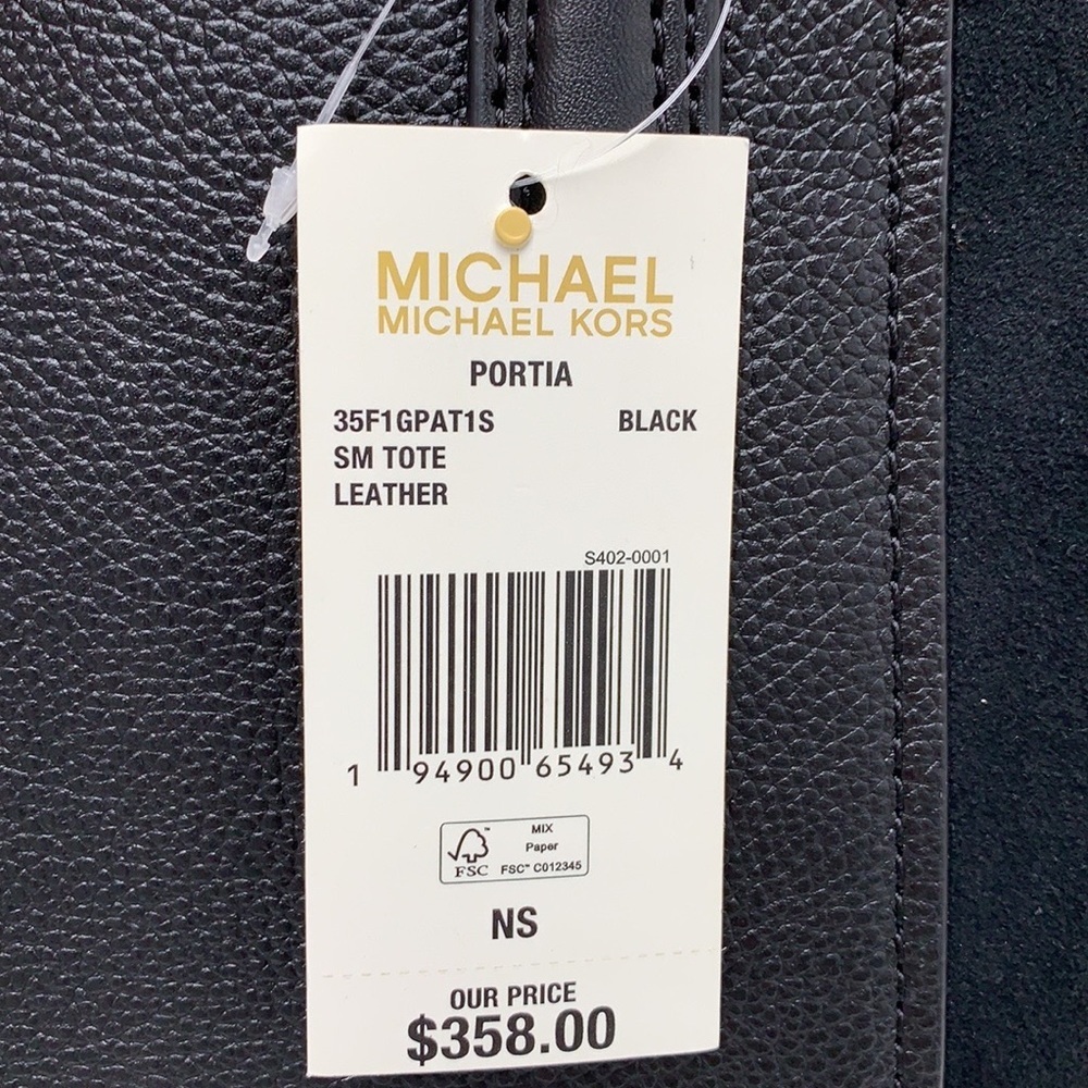 MICHAEL KORS PORTIA SMALL TOTE BLACK COLOR Pebbled leather/ suede - Picture 16 of 16